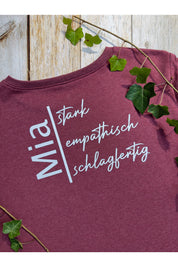 Pullover / Zeig wer du bist /  CharakterKlamotte Damen Bordeaux meliert